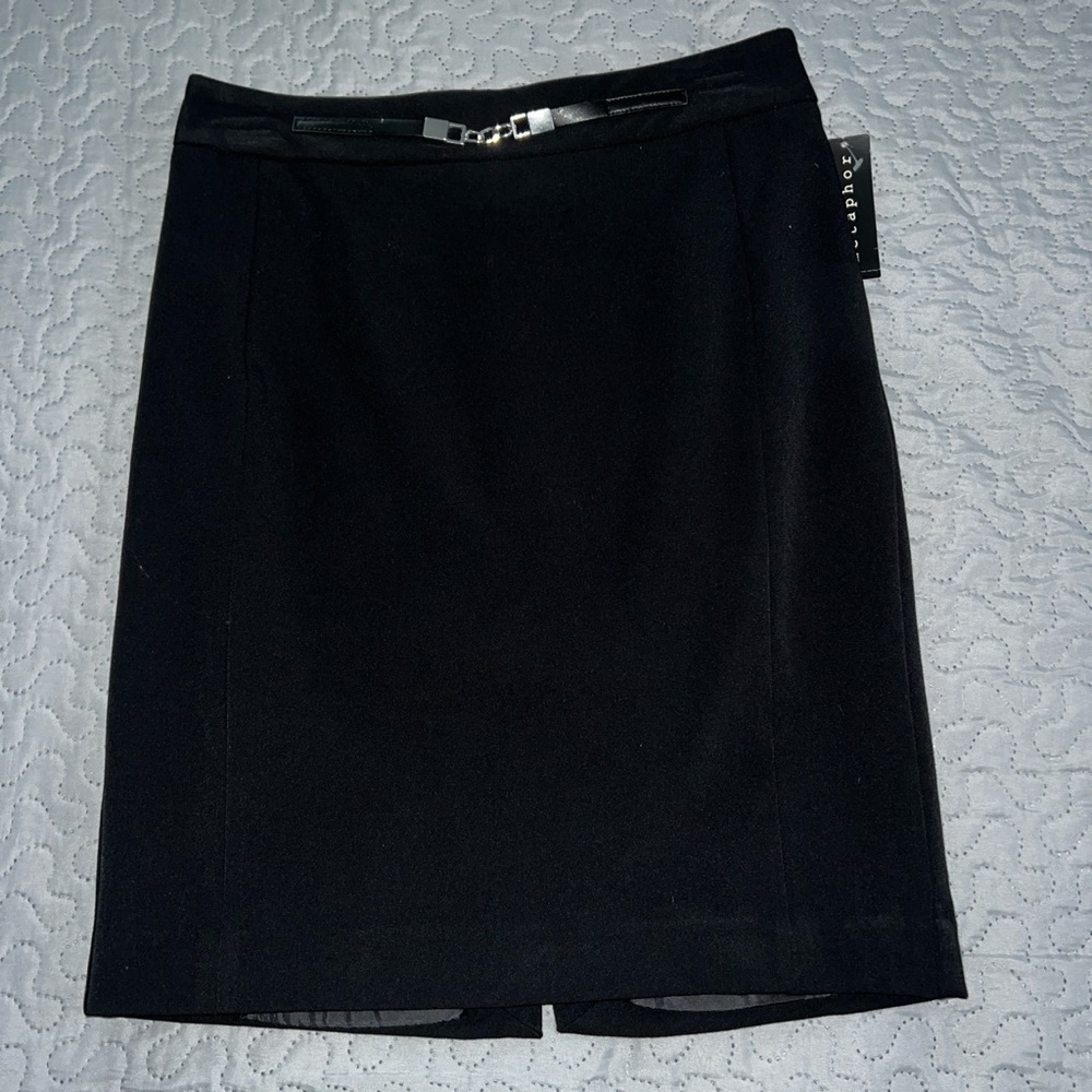 NWT Metaphor dressy black slit skirt work business office suit size 4